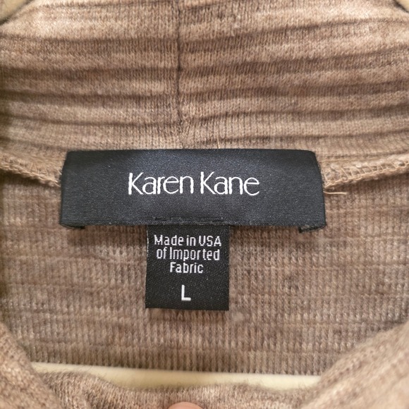 Karen Kane Womens Brown Ribbed Cowl Neck Knit Sweater Size Large Made in USA - Picture 2 of 9